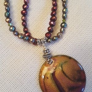 Pear and Enamel Necklace and Drop Earrings